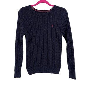 Jack Willis Women's Tinsbury Cable‎ Knit Crew Sweater Navy Blue US Size 10